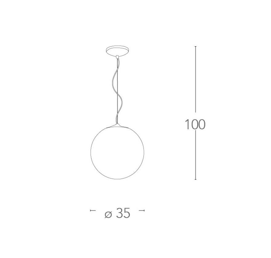 Sospensione sfera vetro bianco 1XE27 non incl. struttura in metallo cromato D.35cm CITY Sospensione sfera vetro bianco 1XE27 non incl. struttura in metallo cromato D.35cm CITY